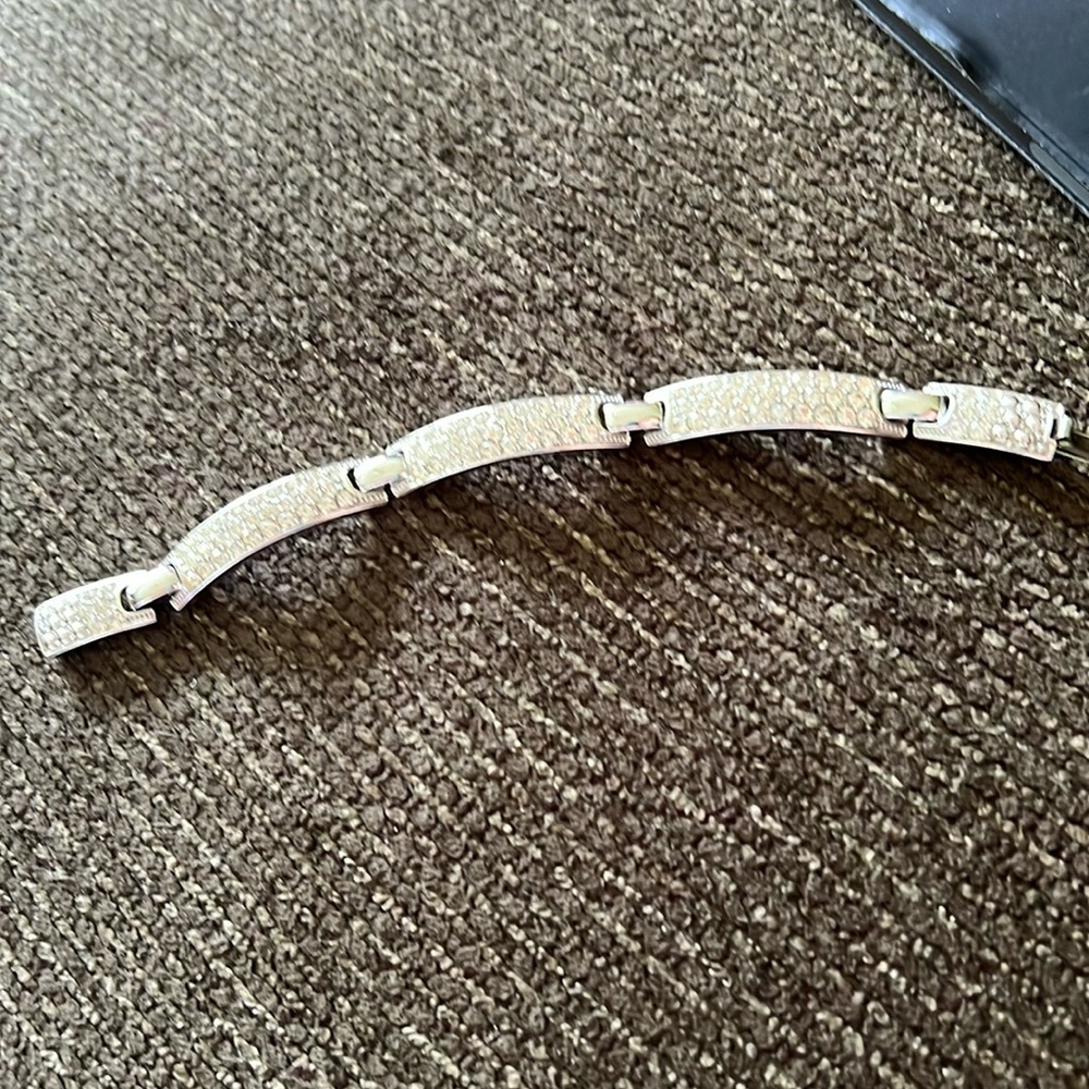 Christian Dior rhodium plated pave bracelet